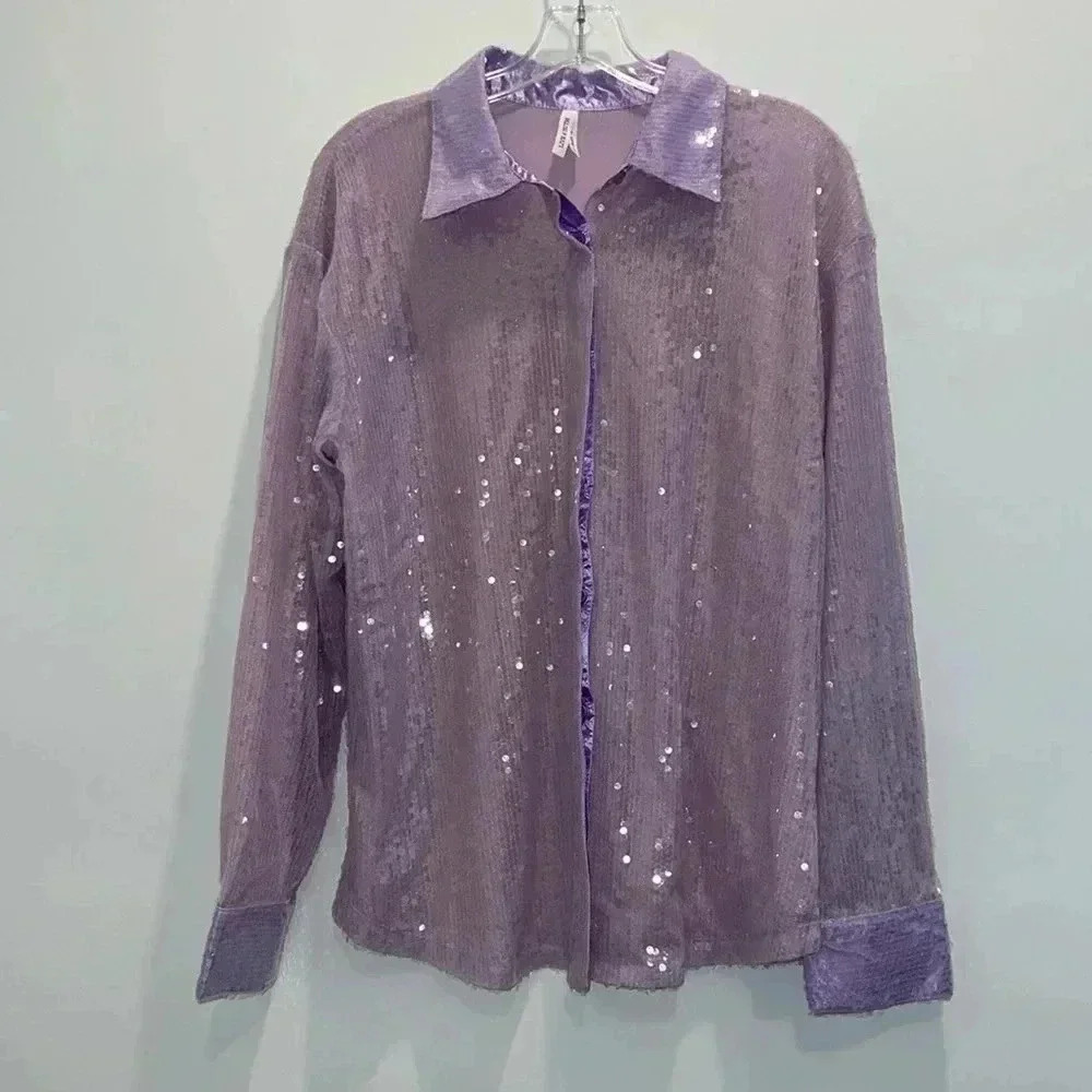 Live 4 Truth Lilac Sequin Button Down Long Sleeve Shirt
